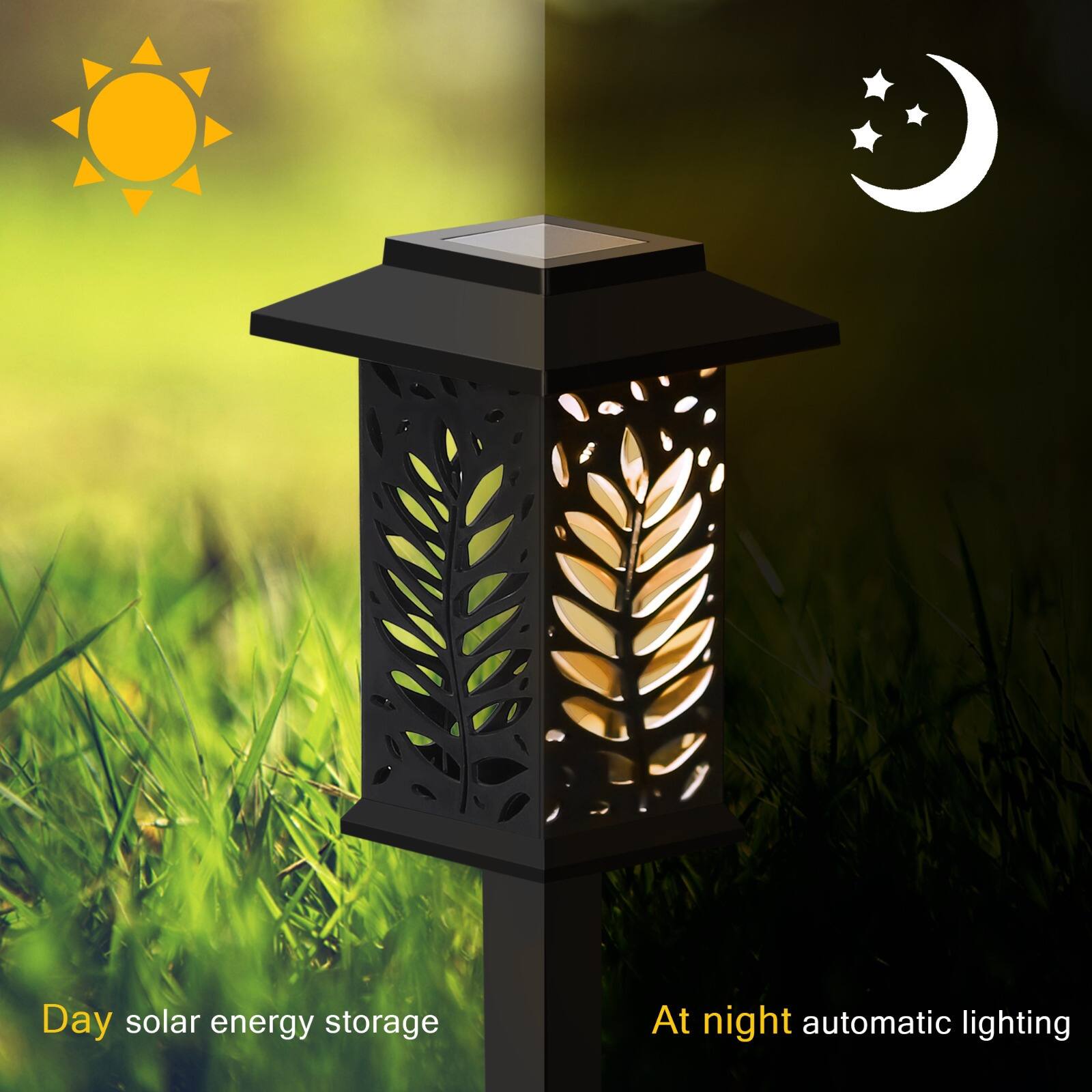 Day solar energy storage  
At night automatic lighting