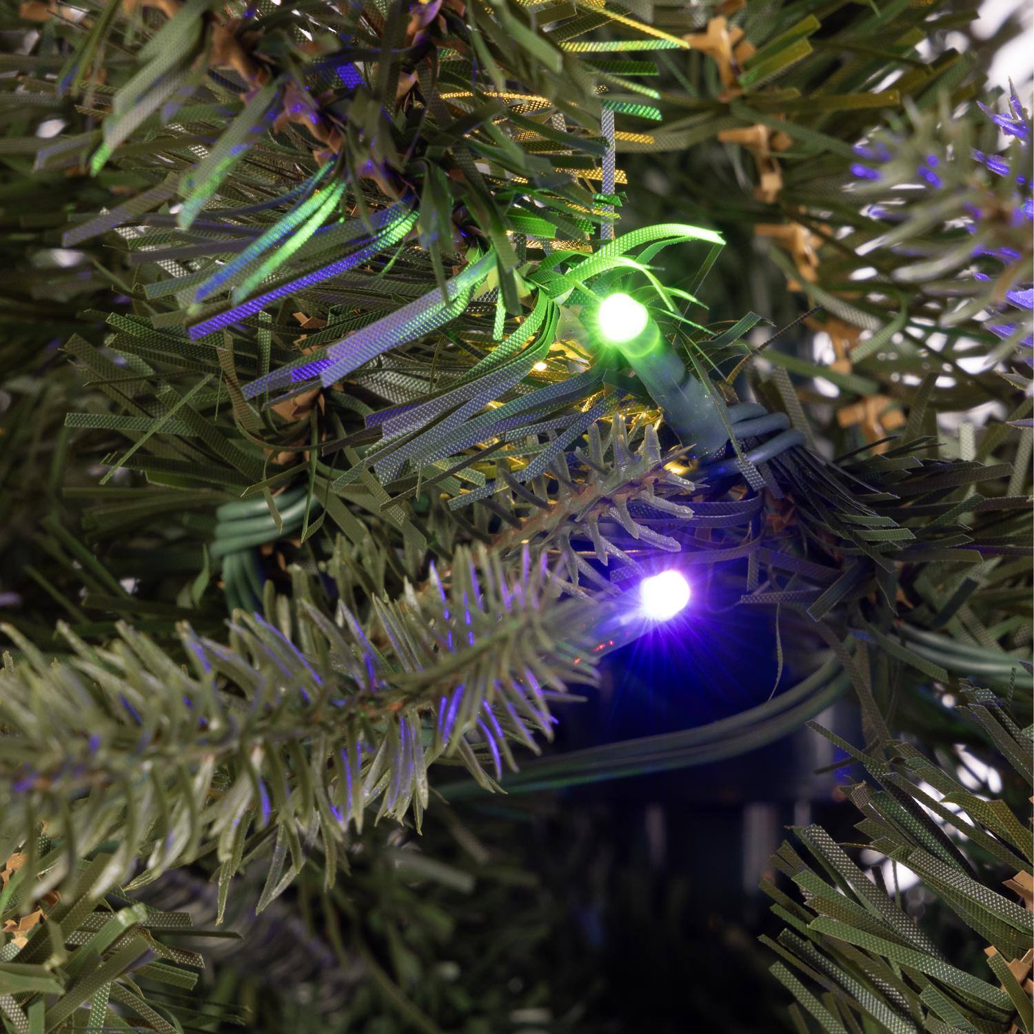 Left. Celebrations - Celebrations 1-2 Tree 7 ft. Slim LED 350 ct Majestic Fraser Fir Color Changing Christmas Tree - Green.