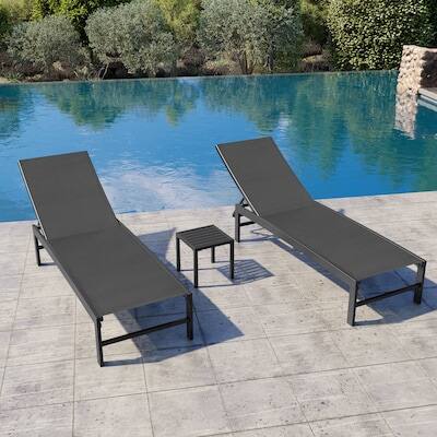 Alt View 3. Crestlive Products - Crestlive Products Set of 3 Black Metal Frame Adjustbale Chaise Lounge Chair Mesh Seat - Black.