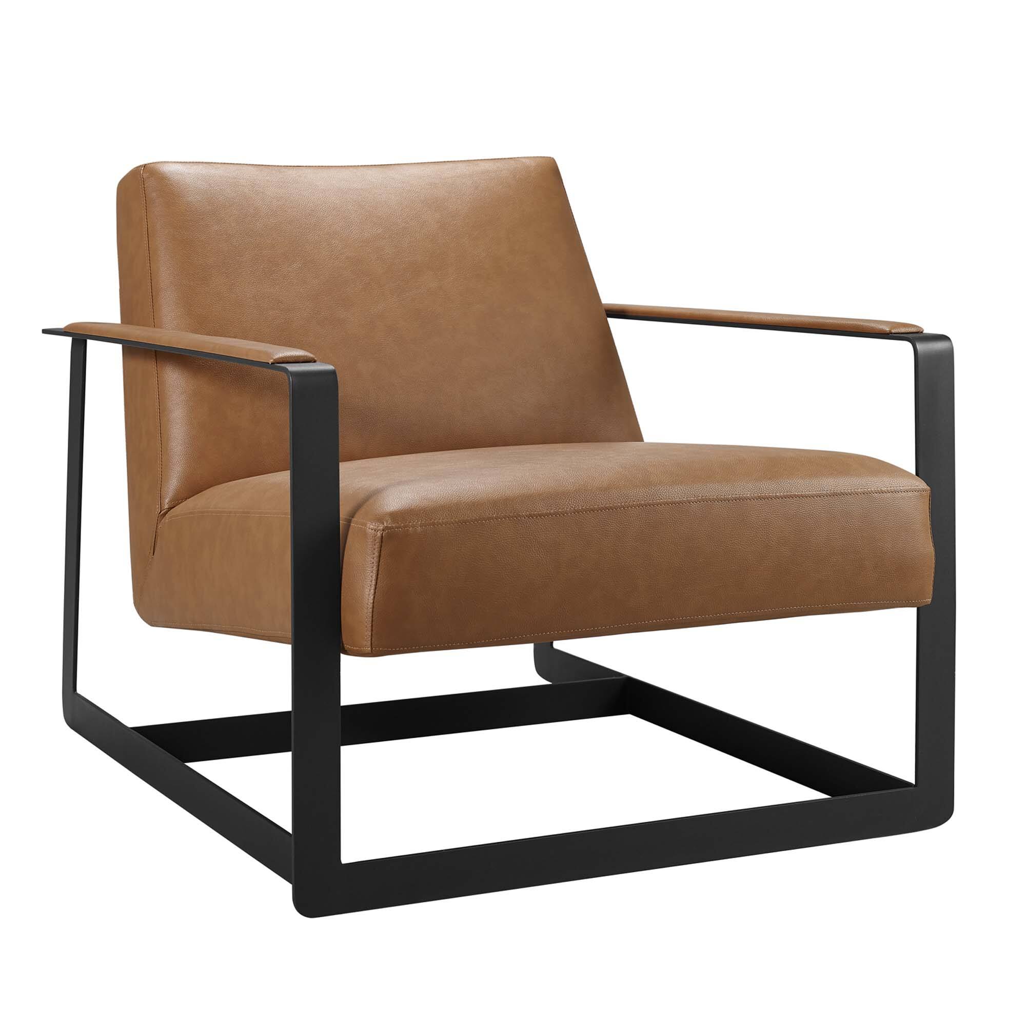 Angle. Modway - Seg Vegan Leather Accent Chair by Modway - Tan.