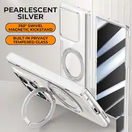 Dteck - Magnetic Case for Motorola Razr Fold (2026) with 360 Rotate Ring Stand, Clear Shockproof Cover Built-in Screen Protector - D
