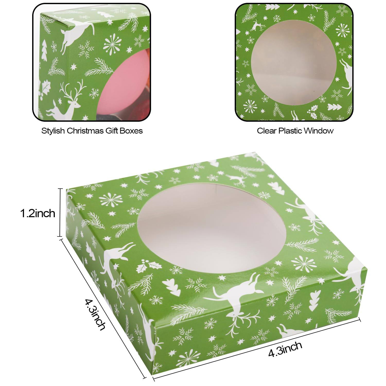 Stylish Christmas Gift Boxes

Clear Plastic Window

1.2 inch

4.3 inch

4.3 inch