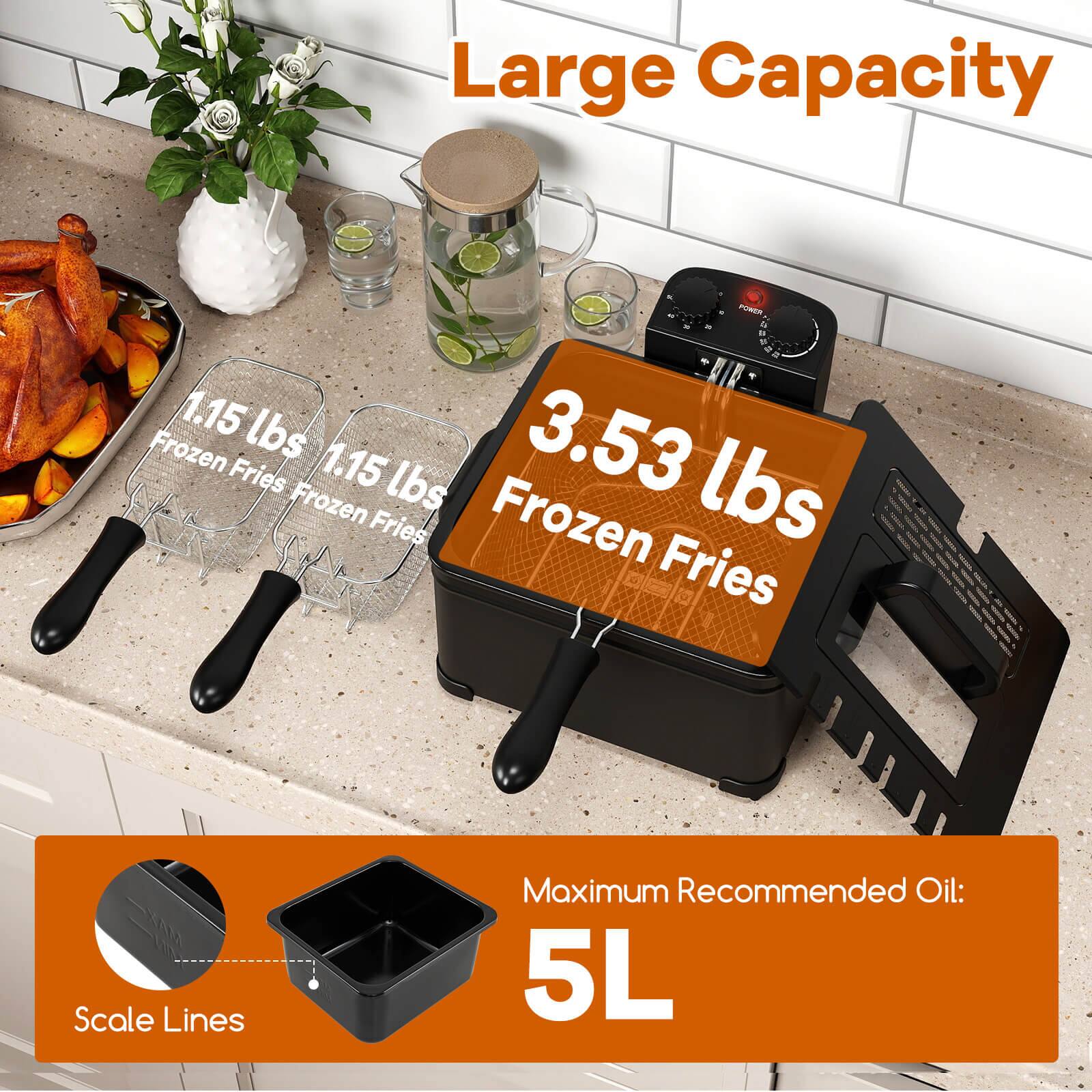 Large Capacity  
PUREN 4  
1.15 lbs Frozen Fries  
3.53 lbs Frozen Fries  
Maximum Recommended Oil: 5L  
Scale Lines