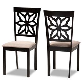 Baxton Studio - Samwell Modern Fabric Upholstered and Finished Wood 2-Piece Dining Chair Set - Sand/Dark brown