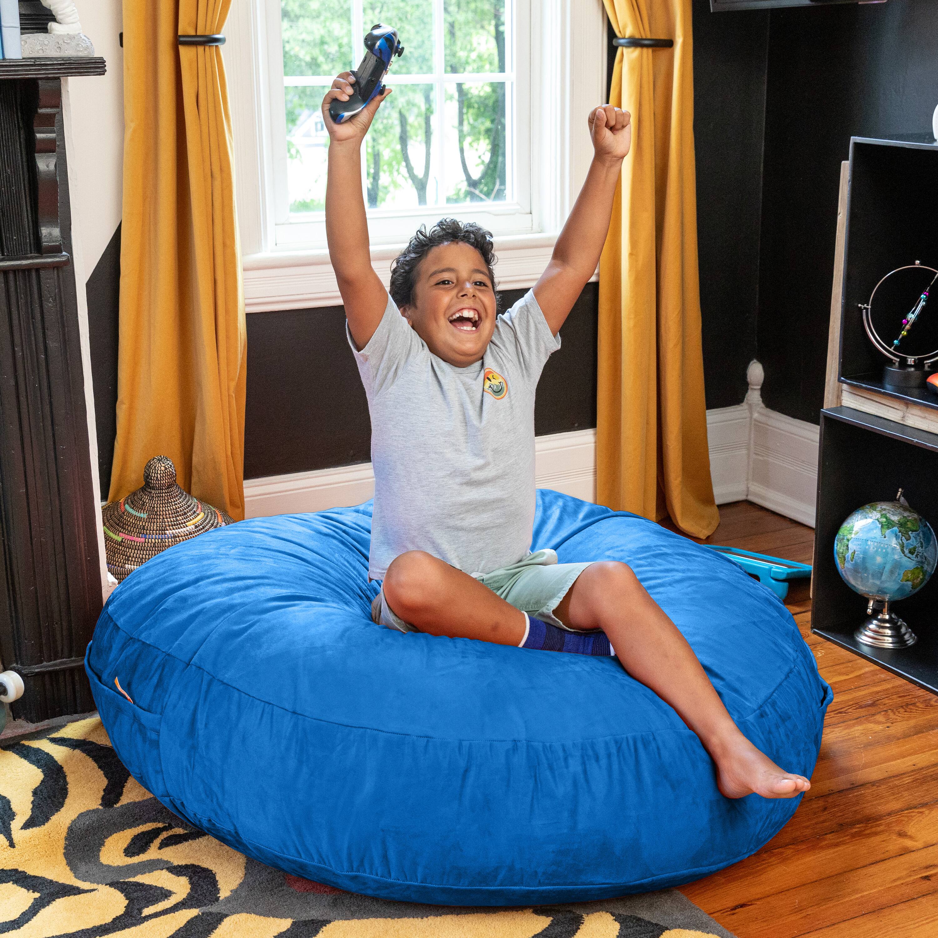 Alt View 3. Jaxx - Jaxx Cocoon 4 Foot Bean Bag Chair and Crash Pad, Blueberry - Blueberry.
