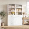 Front. Aheaplus - 42.6'' Closet Organizer System 2 Piece Set, Closet Storage Unit with 8 Drawers and 4 Shelves - White.