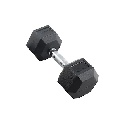 Front. Inspire - Inspire Fitness 30 LB Rubber Dumbbell - Black.