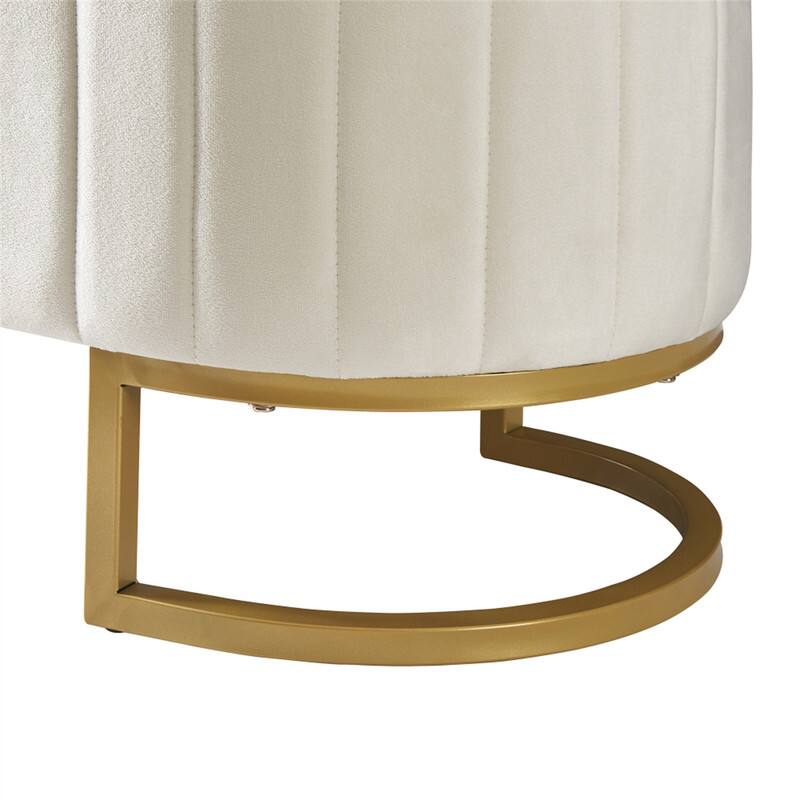 Alt View 2. HTUTWOO - Velvet Storage Ottoman Bench for Bedroom Room - Button-Tufted Upholstered Bench with Metal Legs, Assembled Except Legs - Beige.