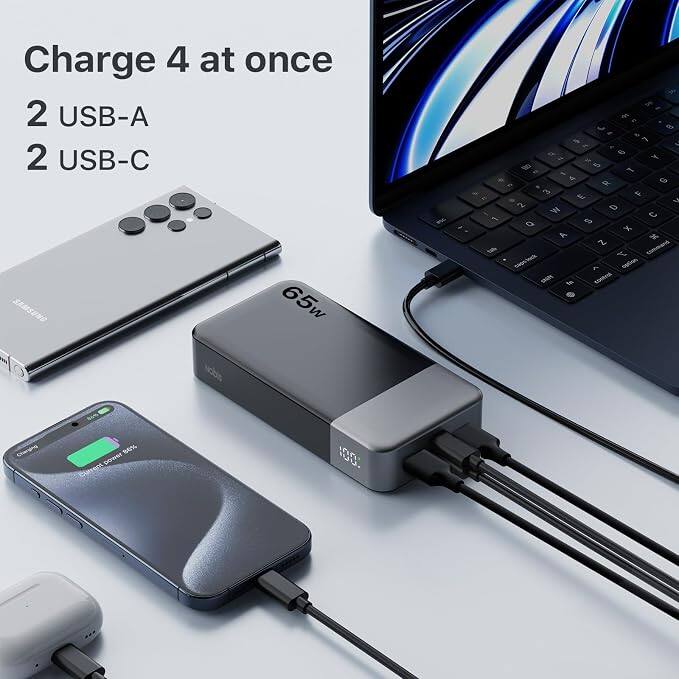 Charge 4 at once  
2 USB-A  
2 USB-C  
SAMSUNG 65w  

1 tab  
& 50 8 4 L of 9 Y 2 N 5 2 - 1. 4 5 e R 3 F E 7 2 D 4/4 C Q S X A N commend Y capslock caps option stiff at control  
Charging  
86% power  
100.