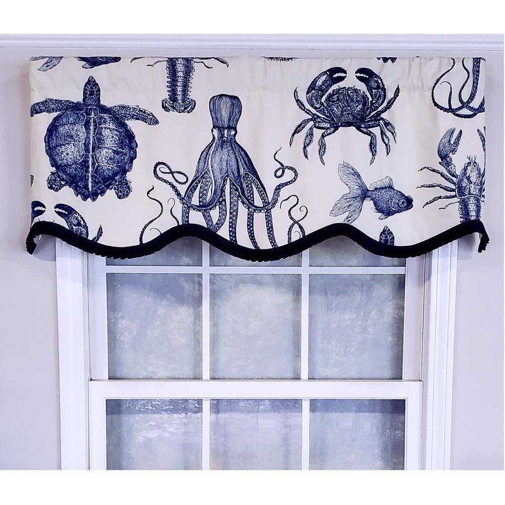 Angle. RLF Home - RLF Home Modern Design Classic Aquarium Provance Style Window Valance 50" x 17" Navy - Navy.
