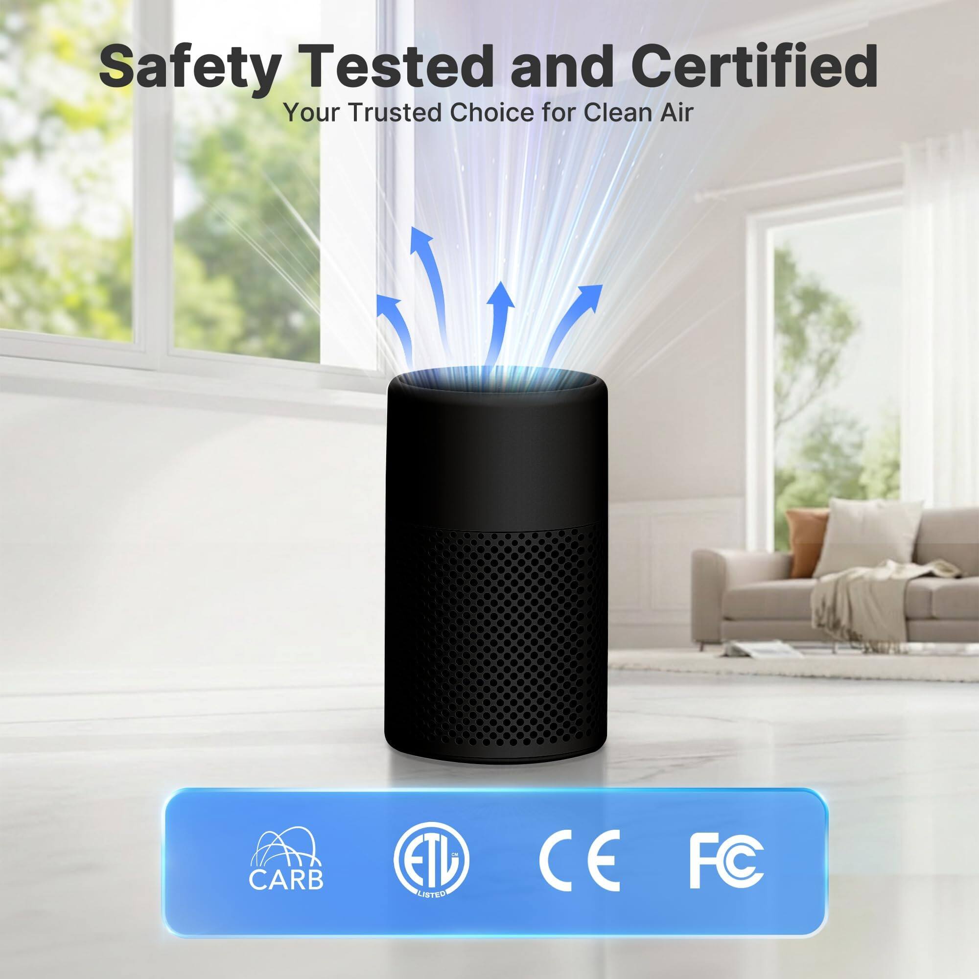 Safety Tested and Certified  
Your Trusted Choice for Clean Air  

CARB  
ETD LISTED  
CE  
FC