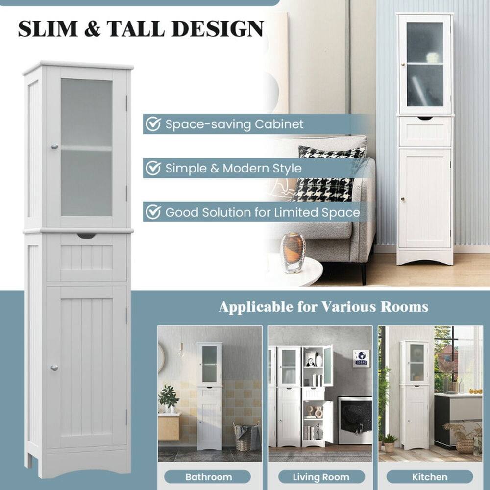 SLIM & TALL DESIGN  
Space-saving Cabinet  
Simple & Modern Style  
Good Solution for Limited Space  

Applicable for Various Rooms  
- Bathroom  
- Living Room  
- Kitchen