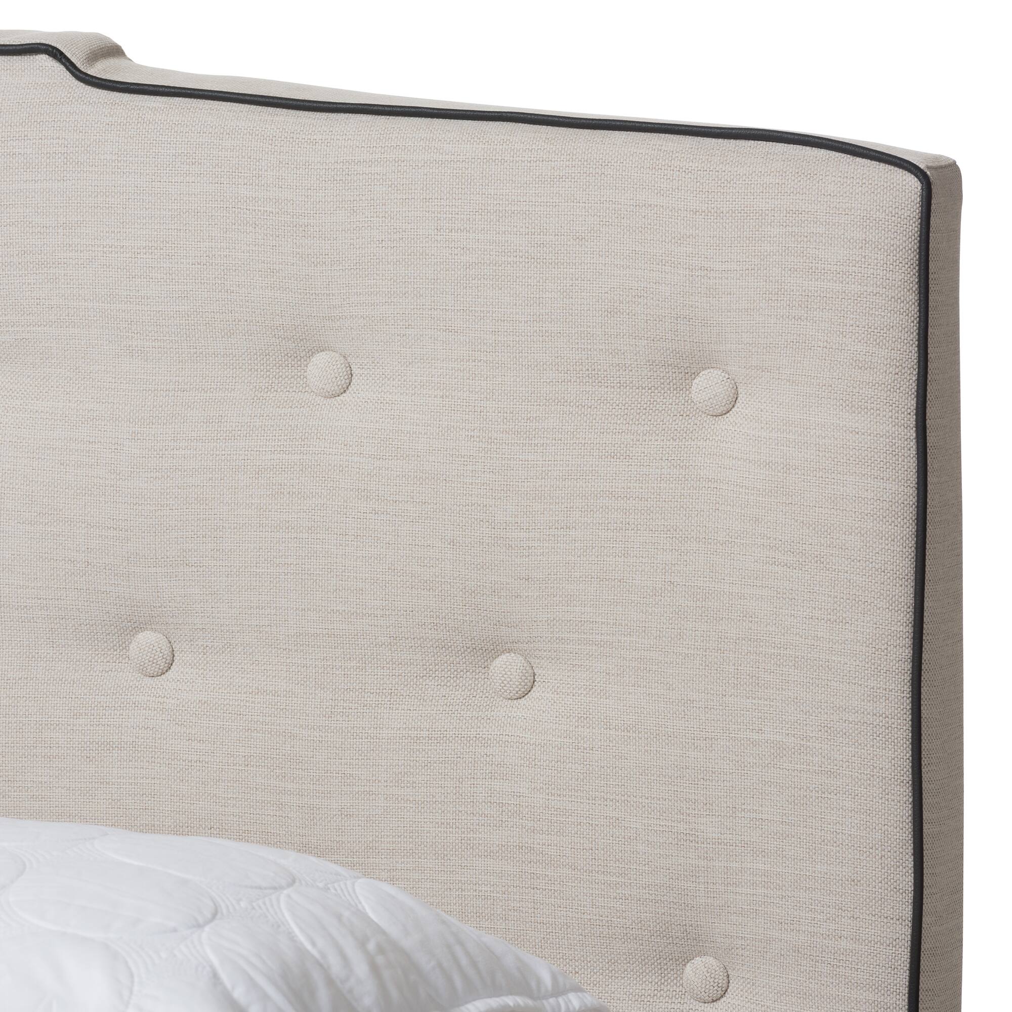 Back. Baxton Studio - Vivienne Modern and Contemporary Fabric Upholstered Bed - Light Beige.