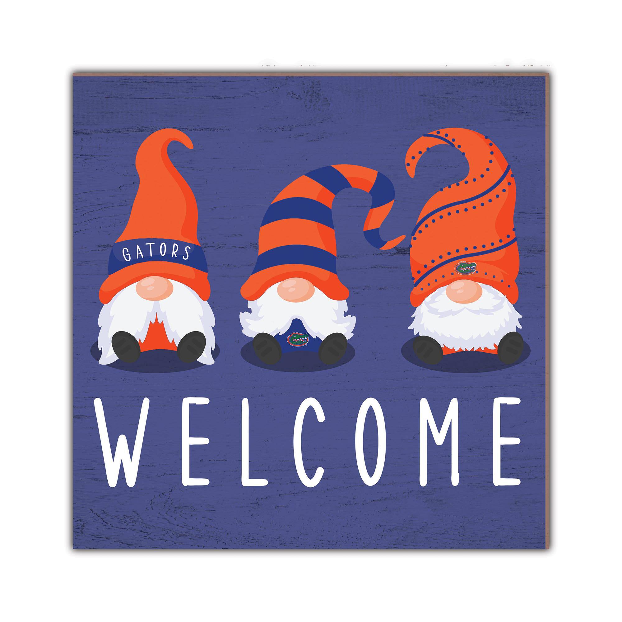 Florida Gators 10'' x 10'' Welcome Gnomes Sign
