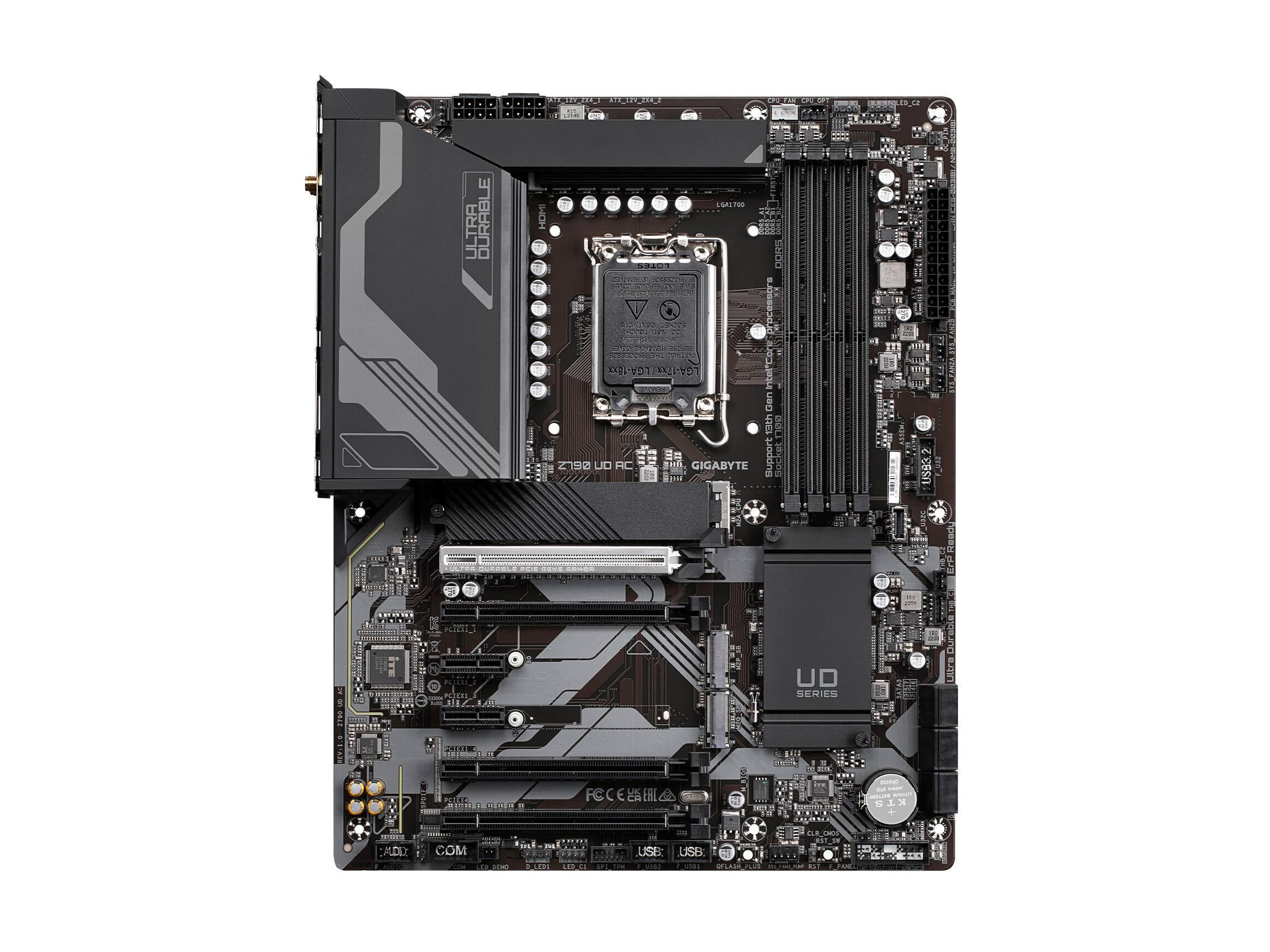 Front. GIGABYTE - Z790 UD AC (Socket 1700) USB 3.2 Gen2 INTEL Motherboard - Black.