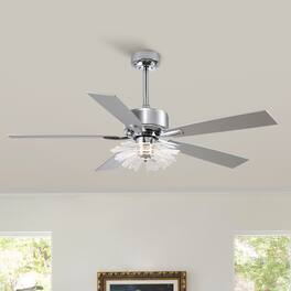 Parrot Uncle - 52"Modern LED Ceiling Fan with Remote and Light Guide Plate Design - Chrome