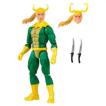 Front. Marvel - Marvel Legends 6-inch Retro Action Figure | Loki - Green.