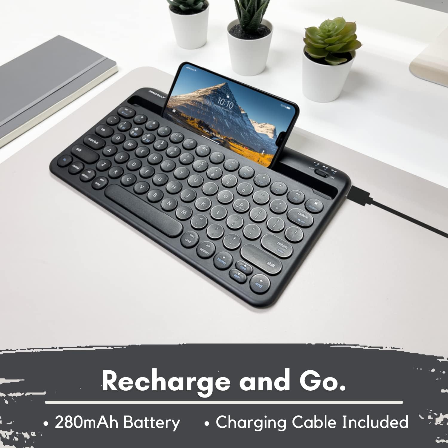 Macally Bluetooth Keyboard for Tablet | Wireless Keyboard for iPad
