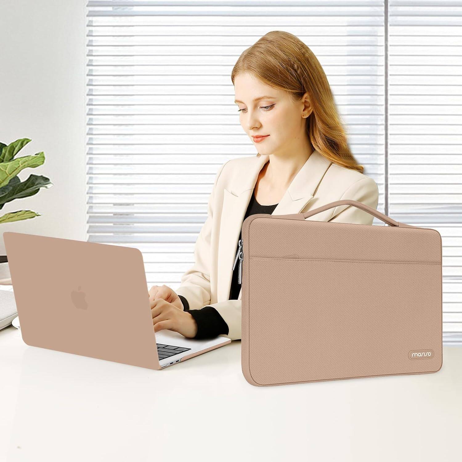Alt View 2. mosiso - 5in1 Kit for MacBook Air 13-Inch M5 M4 M3 M2 2022-2026, Hard Shell&Sleeve Bag&Keyboard Skin&Webcam Cover&Screen Film - Bronze Brown.