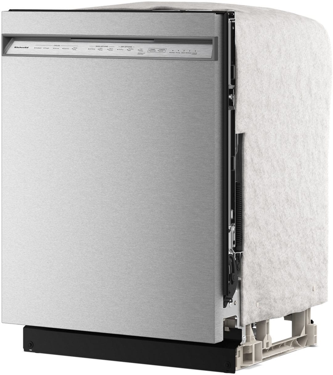 Left. KitchenAid - 24" Front Control Built-In Stainless Steel Tub Dishwasher with Third Rack, ProDry System and 44 dBA - Stainless Steel.