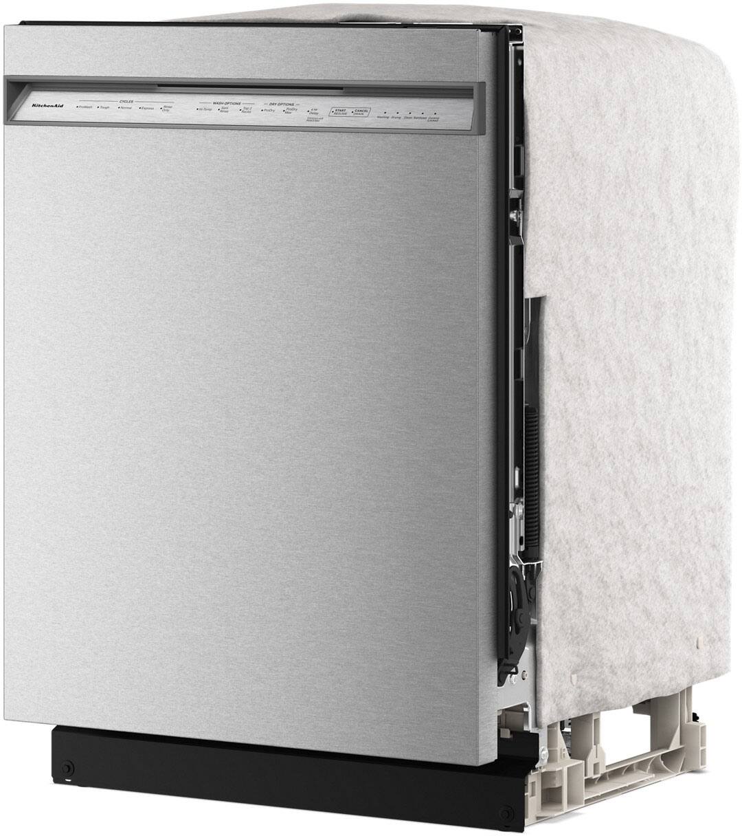 Left. KitchenAid - 24" Front Control Built-In Stainless Steel Tub Dishwasher with Third Rack, ProDry System and 44 dBA - Stainless Steel.