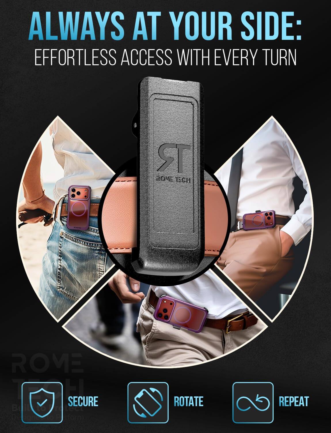 ALWAYS AT YOUR SIDE: EFFORTLESS ACCESS WITH EVERY TURN

ROME TECH

SECURE
ROTATE
REPEAT