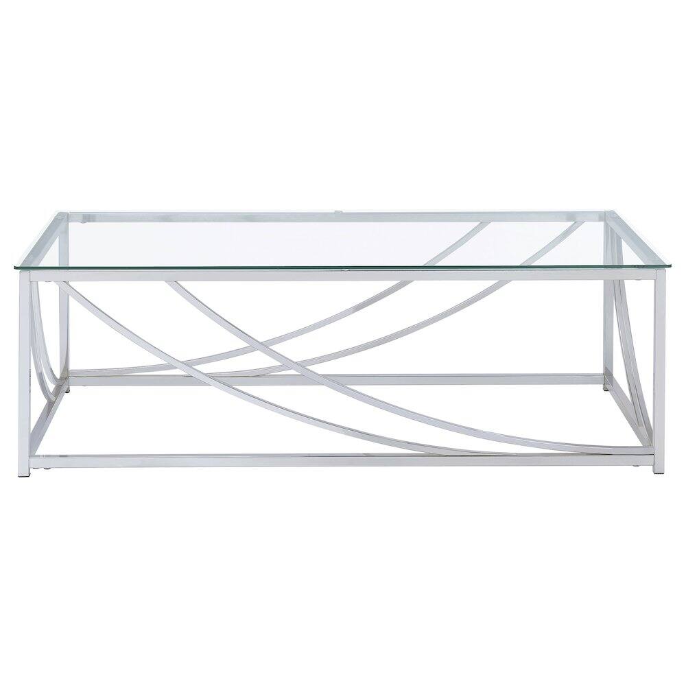 Alt View 2. Coaster Co. of America - Lille Rectangular Glass Top Coffee Table Chrome - Silver.