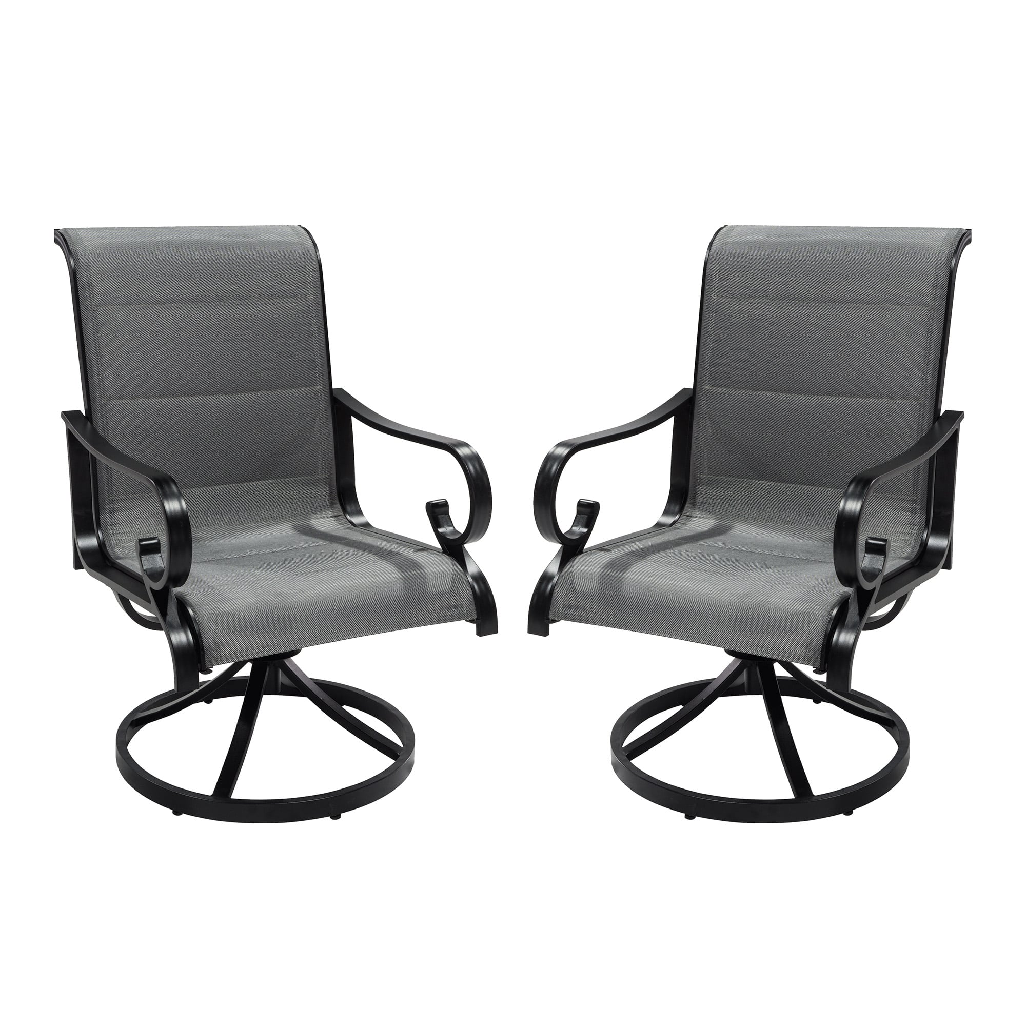 Mondawe - 2-Piece Outdoor Swivel Chair Set with Blended Fabric Seating - Black+Grey