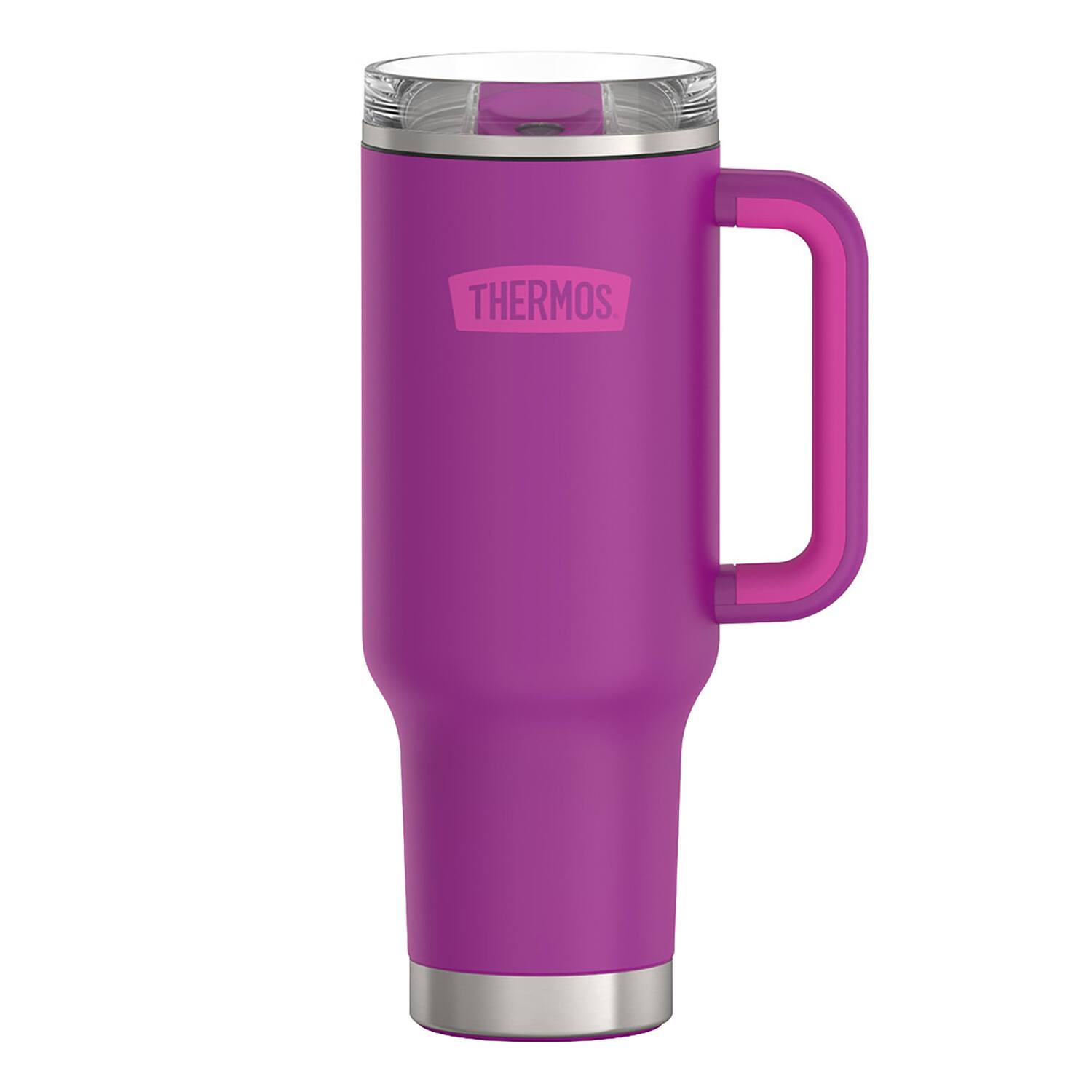 Alt View 8. Thermos - Thermos 40 oz Stainless Steel Cup Holder Mug w/ Straw - Plum - Plum.