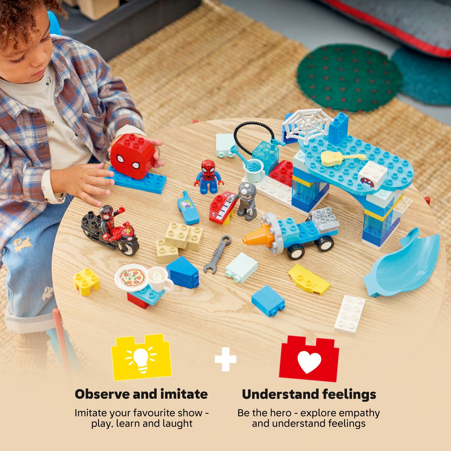 Observe and imitate  
Imitate your favourite show - play, learn and laugh

Understand feelings  
Be the hero - explore empathy and understand feelings