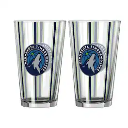 Logo Brands - Minnesota Timberwolves Two-Piece 16oz. Striped Pint Glass Set - Multicolor