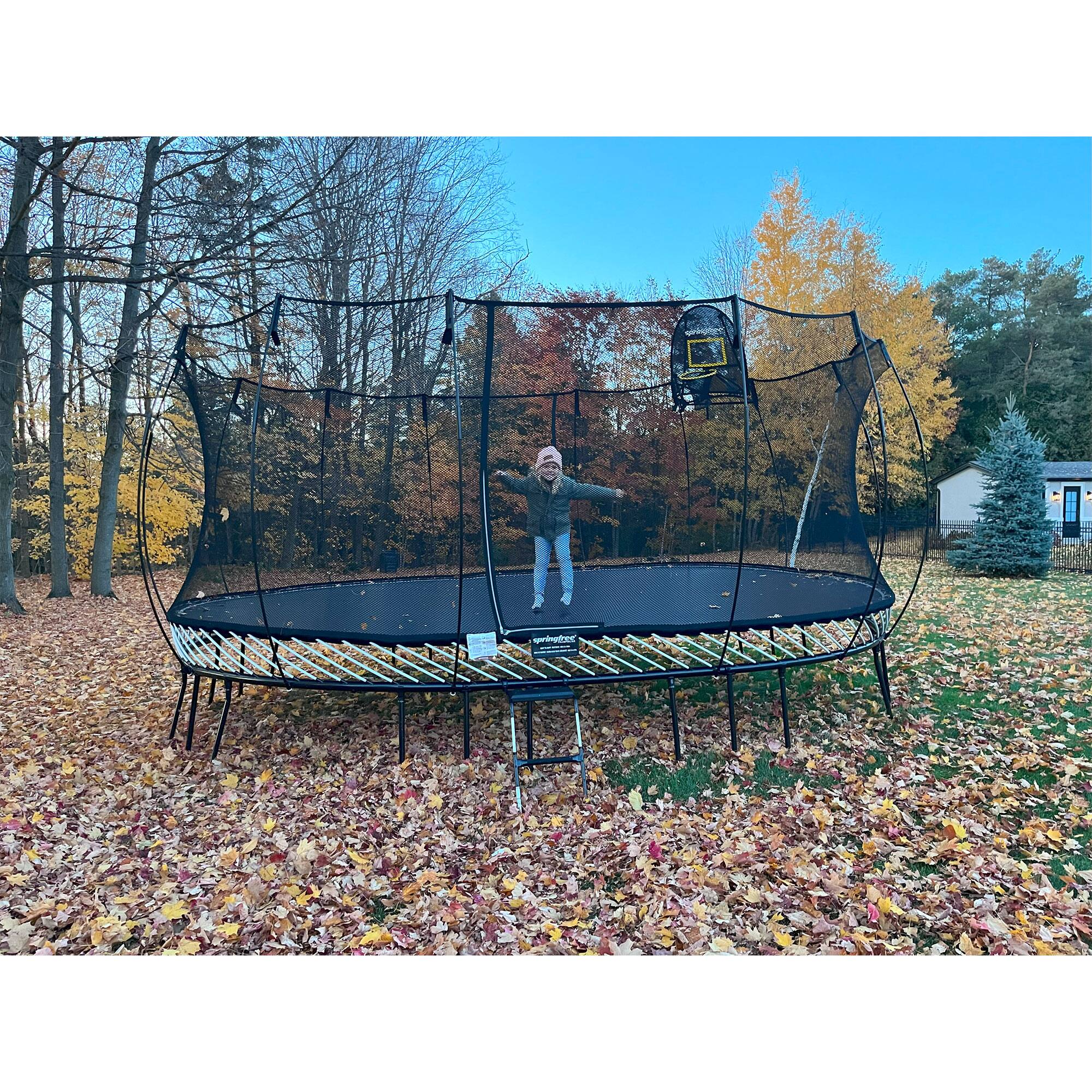 Alt View 5. Springfree Trampoline - Springfree Trampoline 12'x19' Jumbo Oval Trampoline with 22'x29' Space Required - Blue, Black.