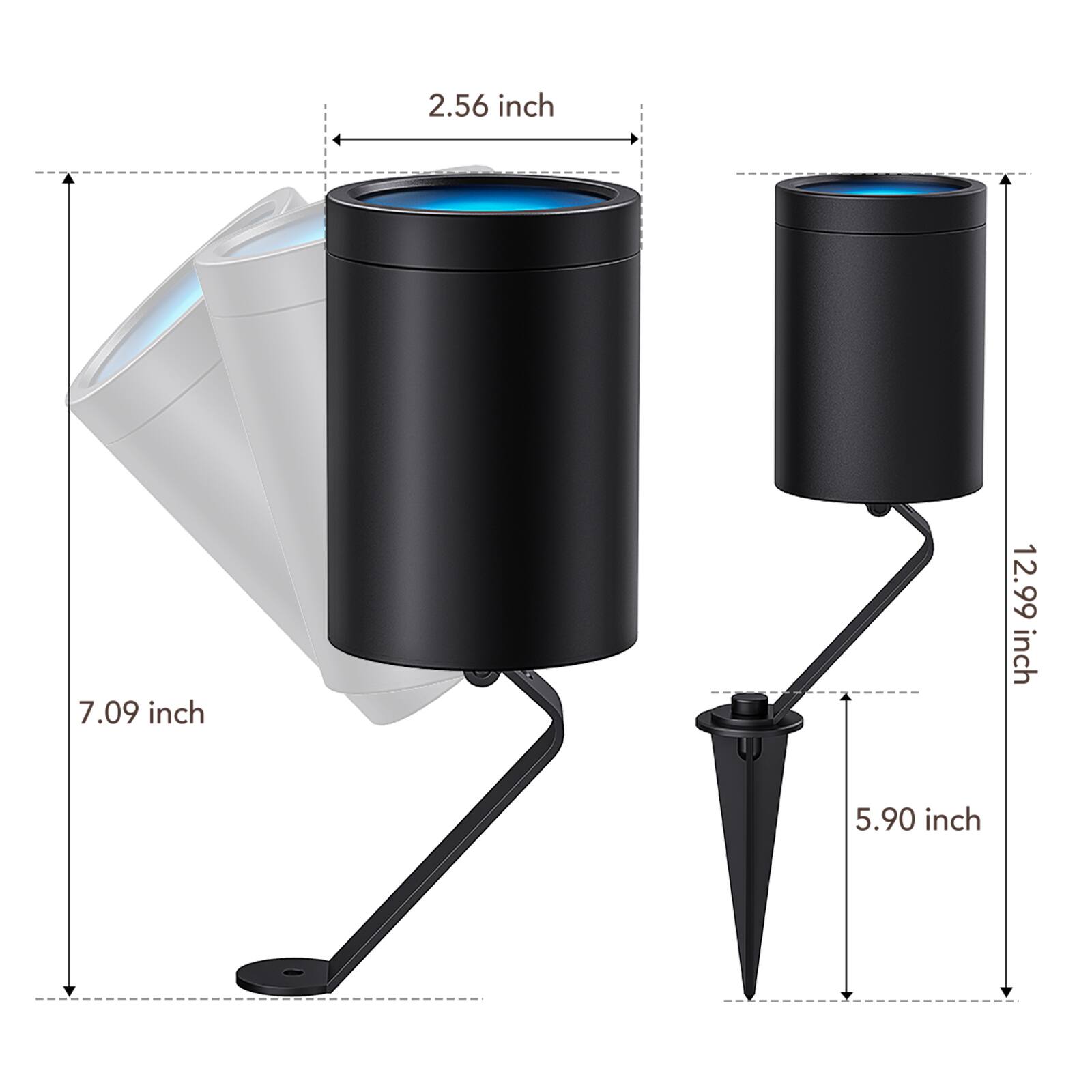 The text on the image reads: 2.56 inch 7.09 inch 12.99 inch 5.90 inch.