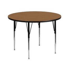 Emma + Oliver - 42" Round Laminate Adjustable Activity Table - Oak