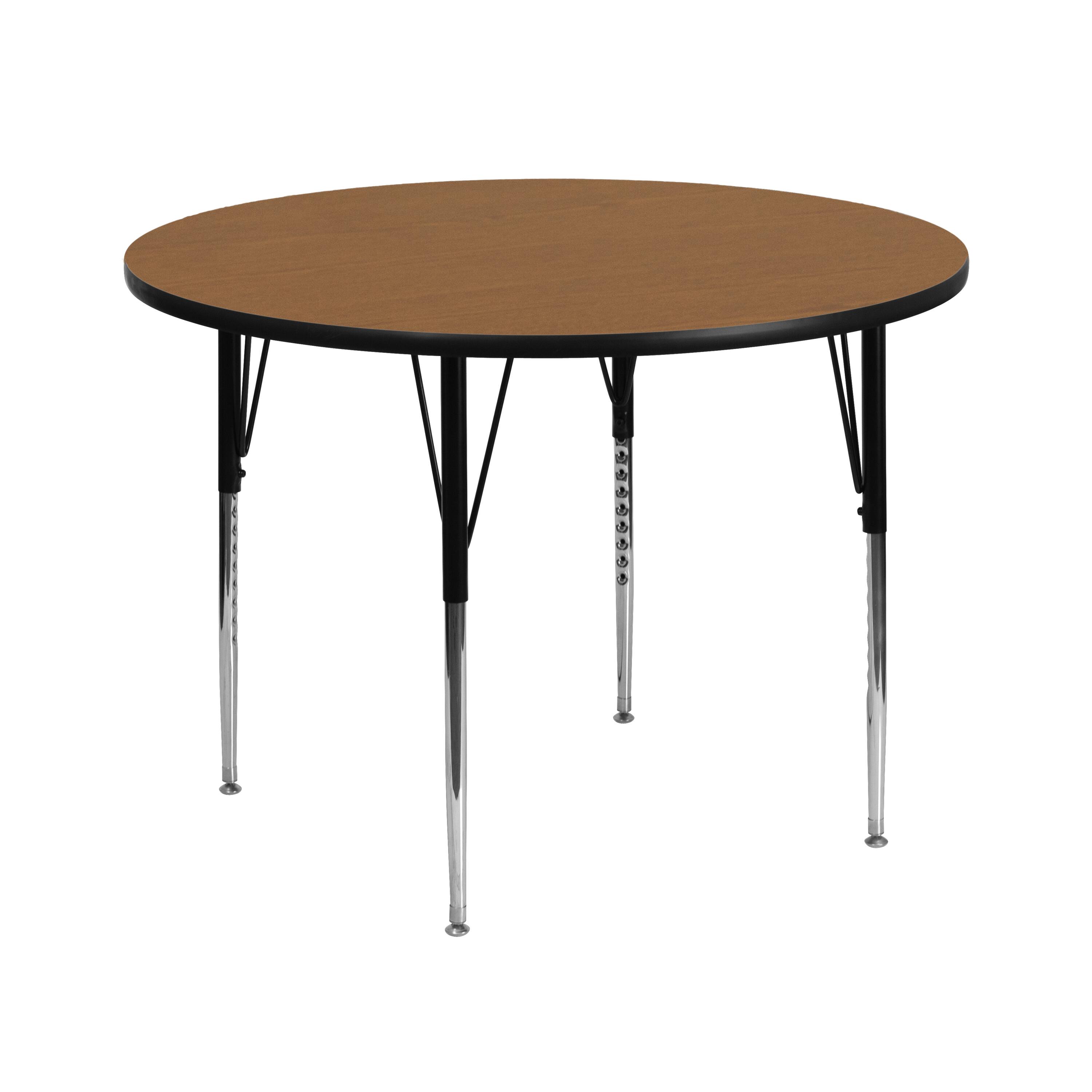 Front. Emma + Oliver - 42" Round Laminate Adjustable Activity Table - Oak.
