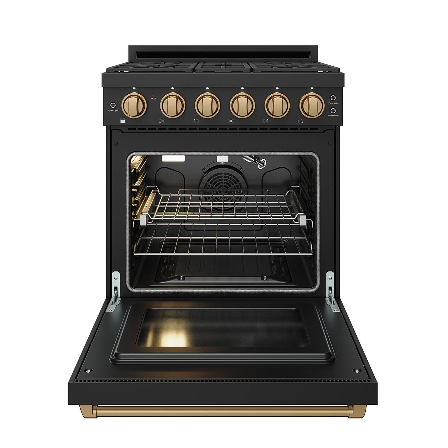 Alt View 4. Thor Kitchen - Gordon Ramsay Series by Thor Kitchen 4.55 Cu. Ft Freestanding Liquid Propane Gas Range with Bronze Hardware - Black.