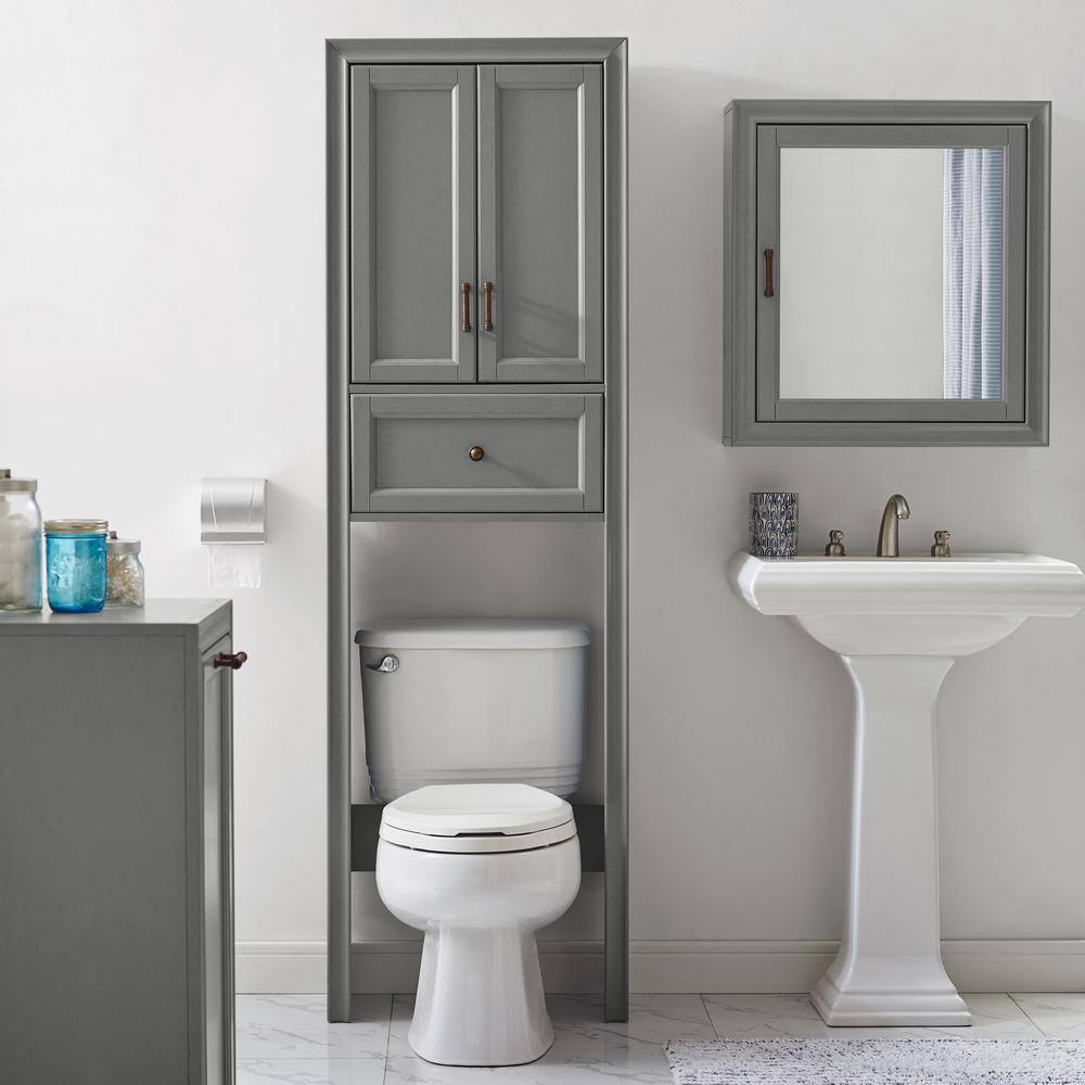 Alt View 2. Crosley Furniture - Tara Over The Toilet Storage Cabinet - Gray.