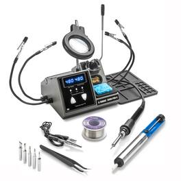 X-Tronic - 3090-PRO-X Soldering Iron Station with Adjustable Sleep & Temp Presets, °C/°F, Calibration, & Complete Accessory Kit - Silver