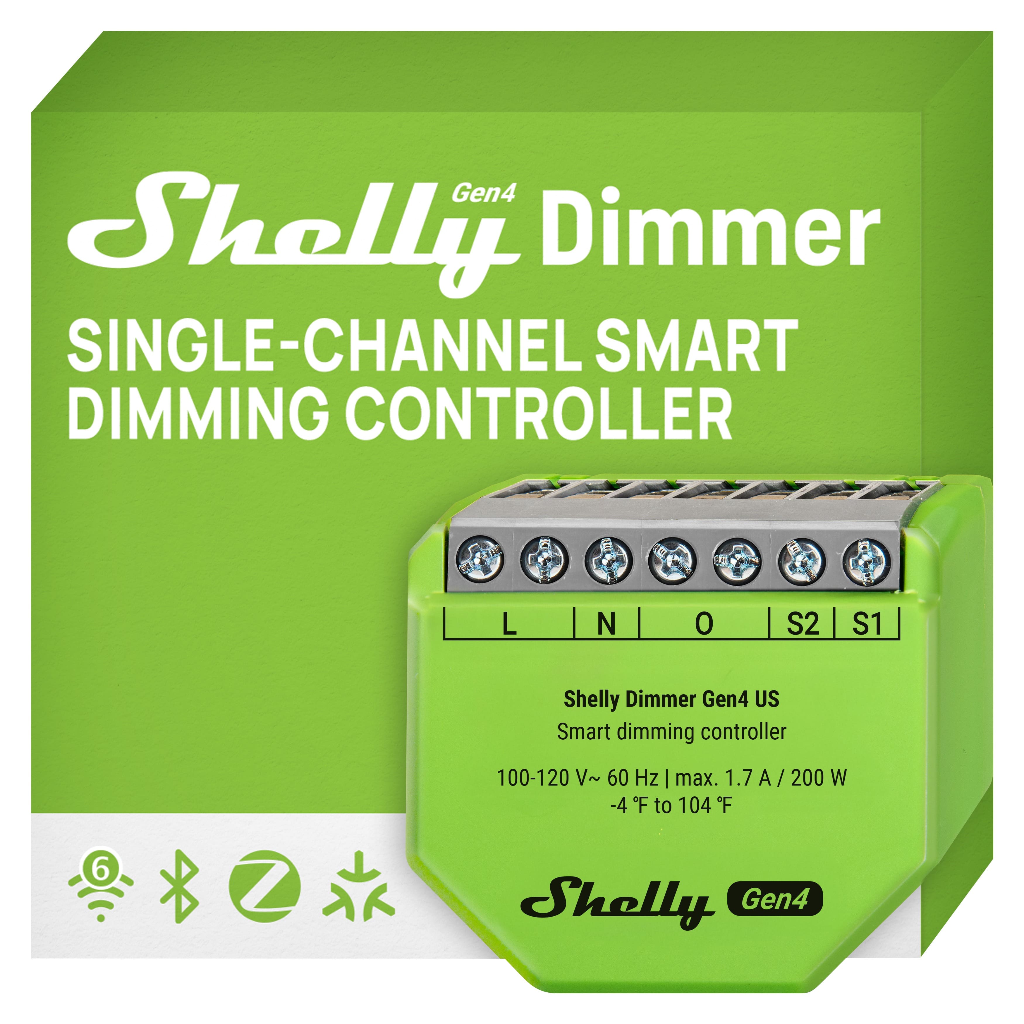 Shelly - Dimmer Gen4 | Smart Dimming Controller | Alexa, Google Home, Smart Things | UL-Certified - Green