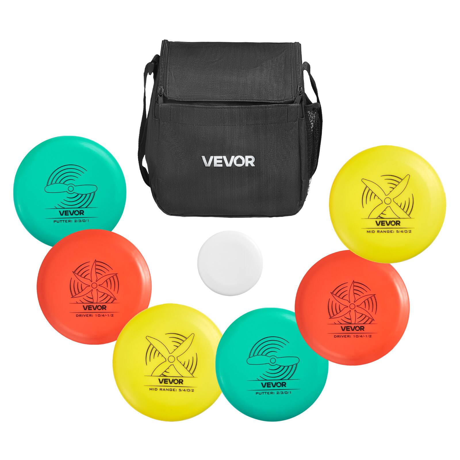 VEVOR - Disc Golf Set, 6 PCS Flying Discs for Beginners, Disc Golf Starter Set, with Putter, Mid-Range, Driver, Including Marker - Multicolored