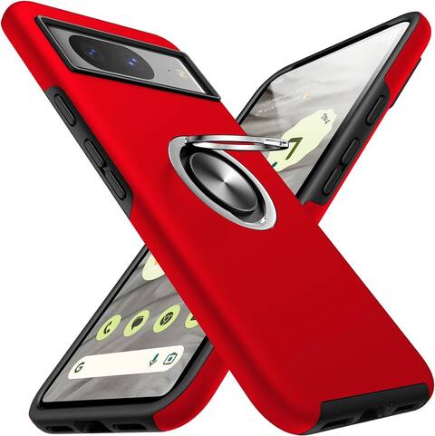 Cover Completa Per Google Pixel 7 Con Supporto Ad Anello, Slot Carte E Protezione Fotocamera + 3 Vetri Temperati