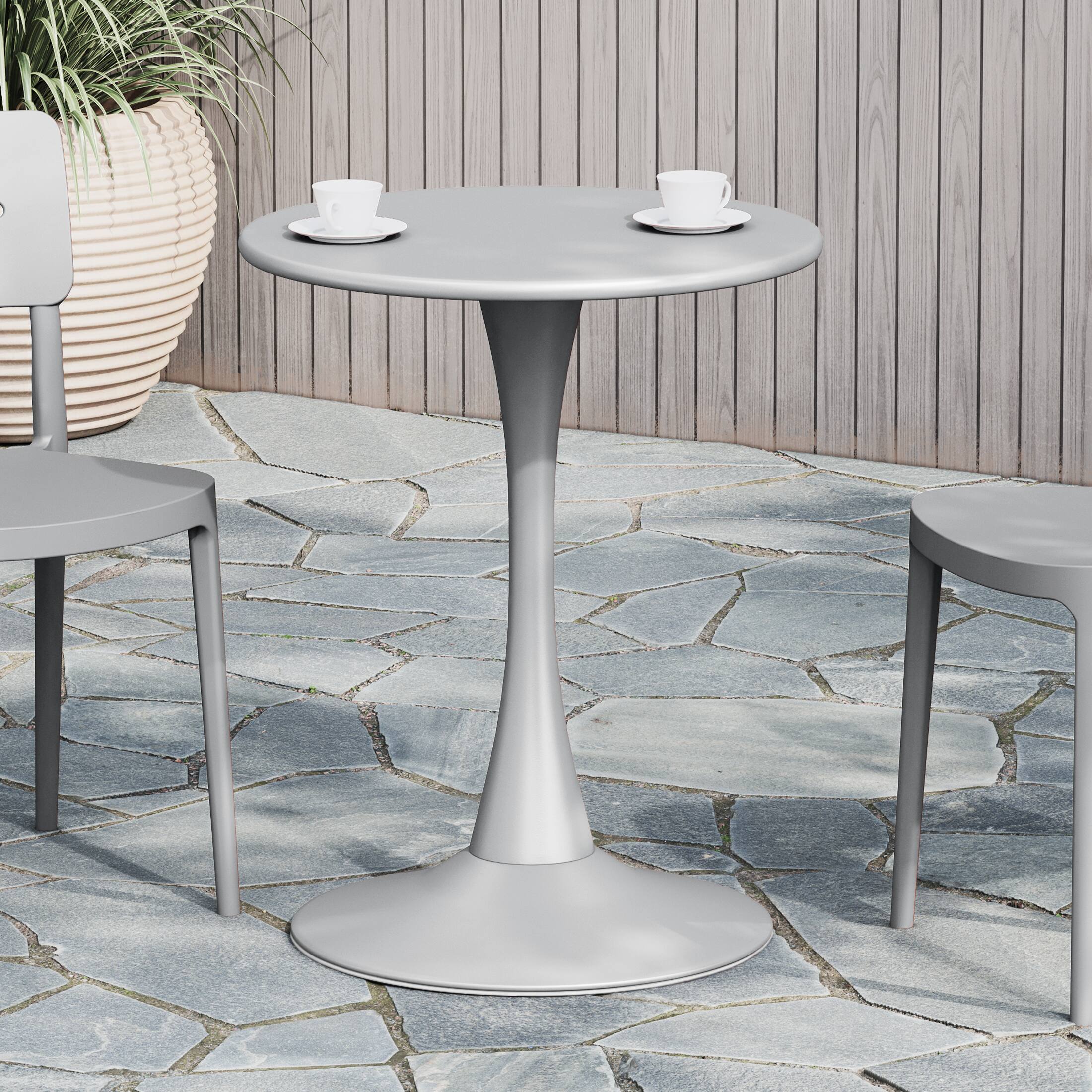 Angle. WestinTrends - WestinTrends Playa 23.5" Round Outdoor Indoor Metal Cocktail Dining Table - Gray.