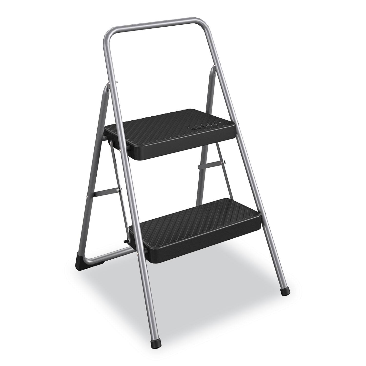 Front. Cosco - 2 Step Folding Steel Step Stool 200 lb Capacity 28.13" Working Height Cool Gray - Cool Gray.