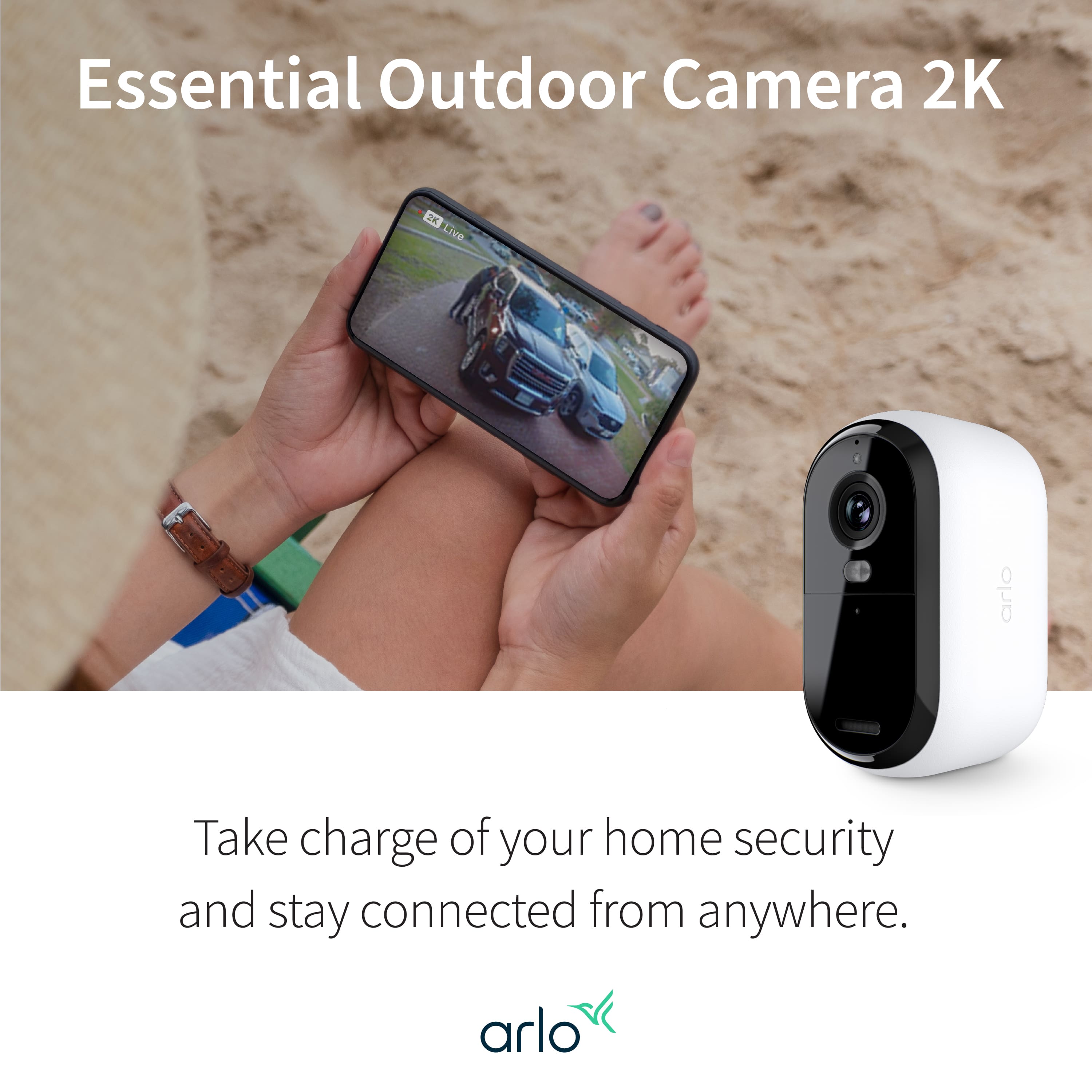Essential Outdoor Camera 2K 3K Live arlo: Take charge of your home security and stay connected from anywhere. arlo.