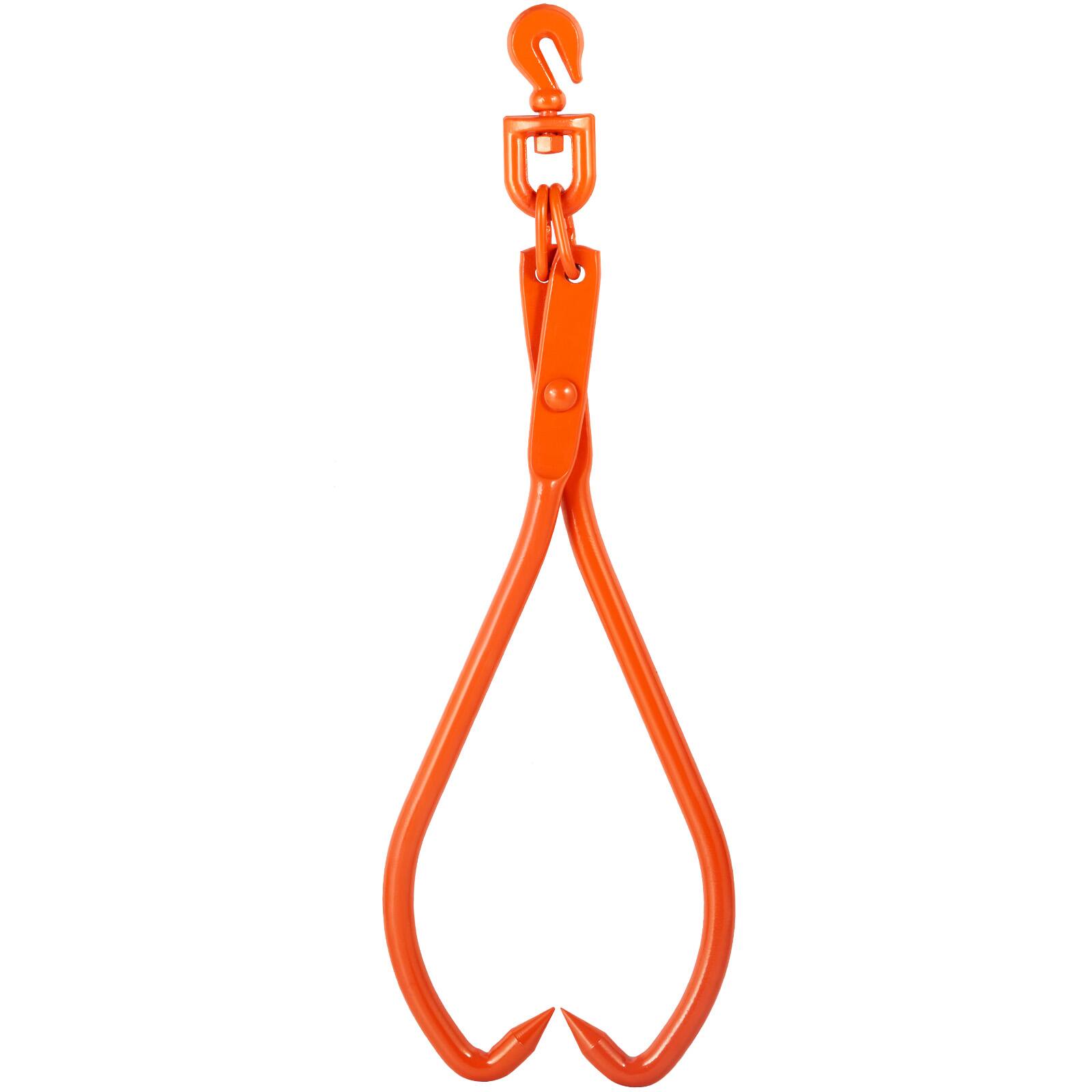 Alt View 5. VEVOR - Log Skidding Tongs, 32 inch 2 Claw Log Lifting Tongs, Heavy Duty Rotating Steel Lumber Skidding Tongs - Orange.