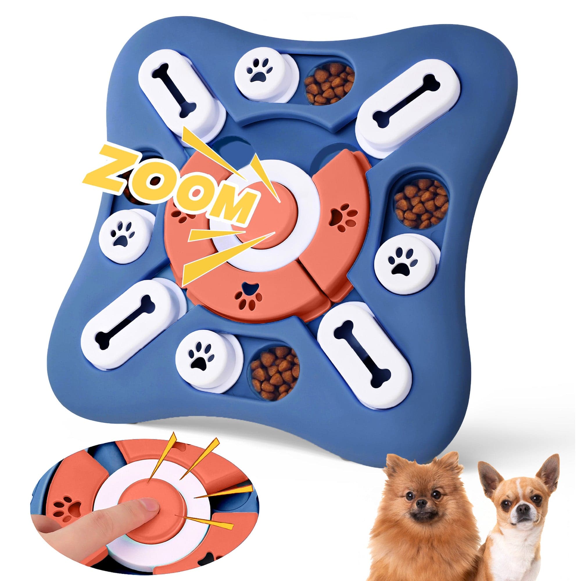 PawsPik - Interactive Treat Dispensing Puzzle Dog Toy - Blue & Orange
