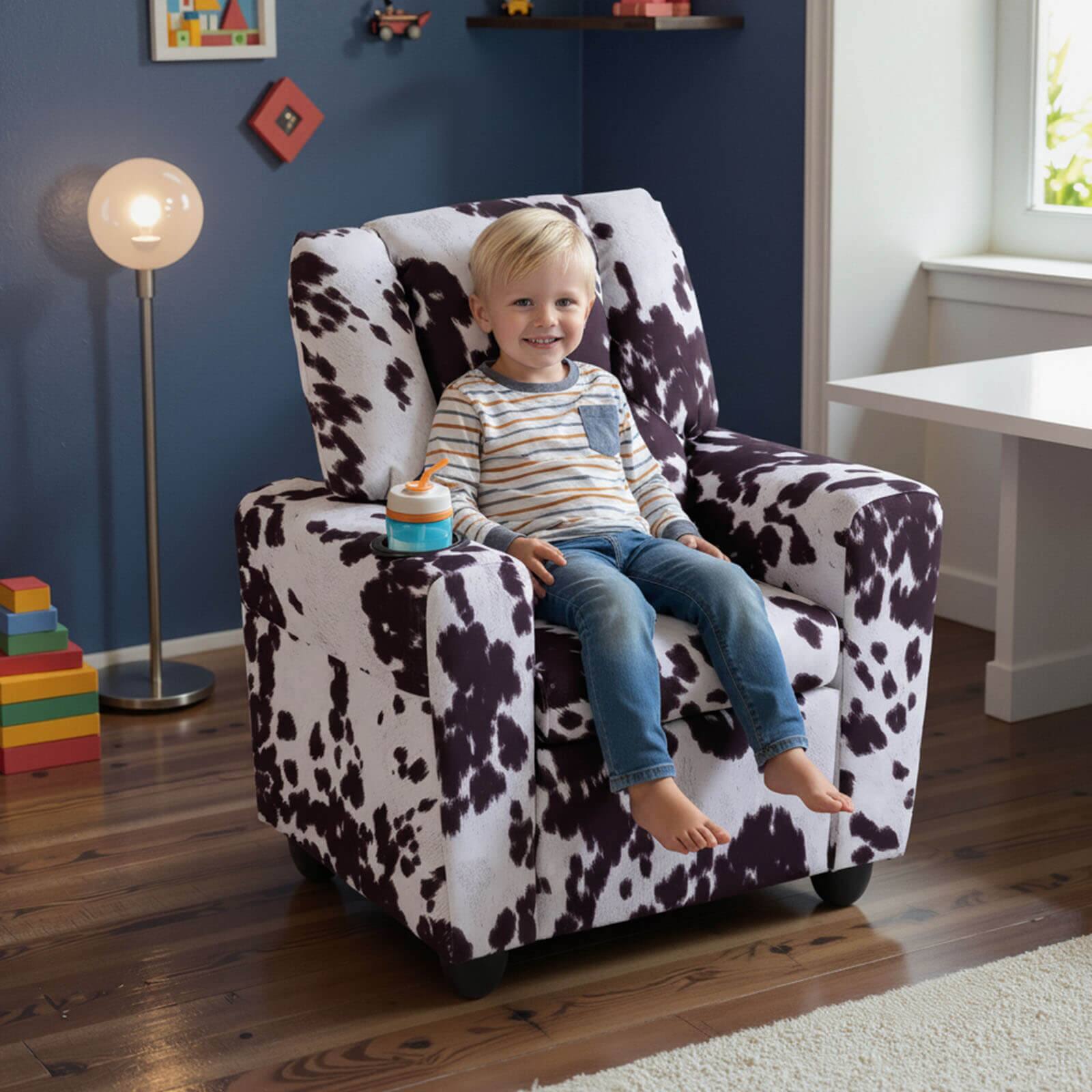 Alt View 3. Costway - Costway Kids Recliner with Cup Holder with Adjustable Backrest & Footrest for Boys & Girls - Zebra.