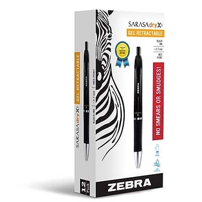 Zebra - Sarasa Dry X1 Retractable Gel Pen, Medium Point, 0.7mm, Ink, Dozen (45610) - Black price history on PriceWatchPro