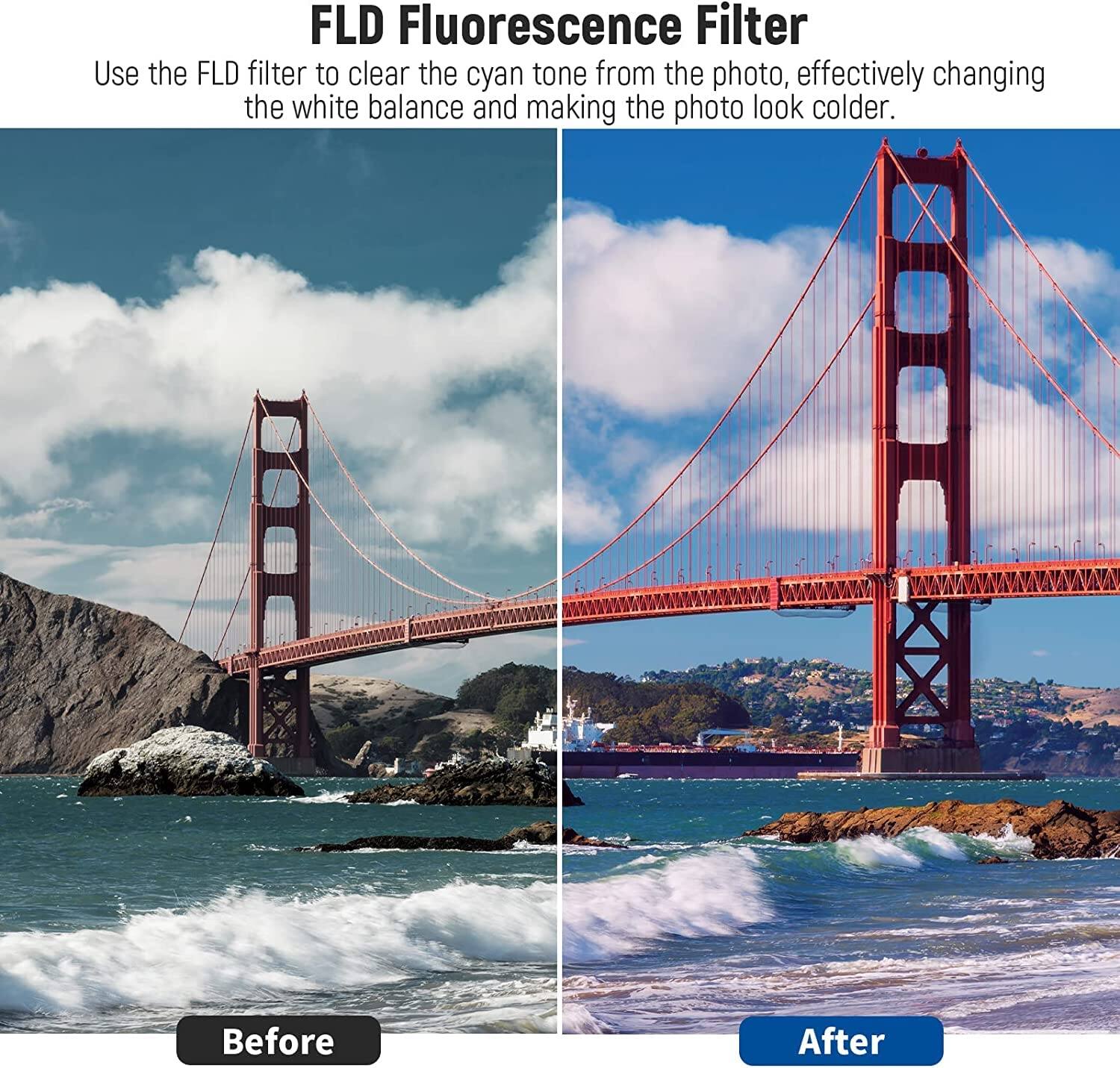FLD Fluorescence Filter

Use the FLD filter to clear the cyan tone from the photo, effectively changing the white balance and making the photo look colder.

Before

After