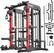 Front. Pooboo - Multi-Function Smith Machine Power Cage, 2000BLS Squat Rack, Lat Pulldown System, Home Use Strength Training - Red.